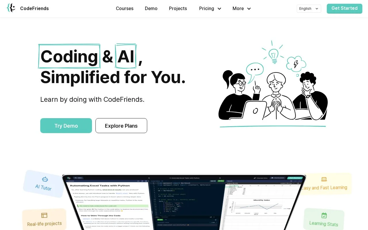 Screenshot of the CodeFriends homepage