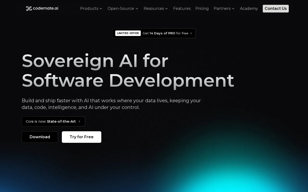 Screenshot of the CodeMate AI homepage