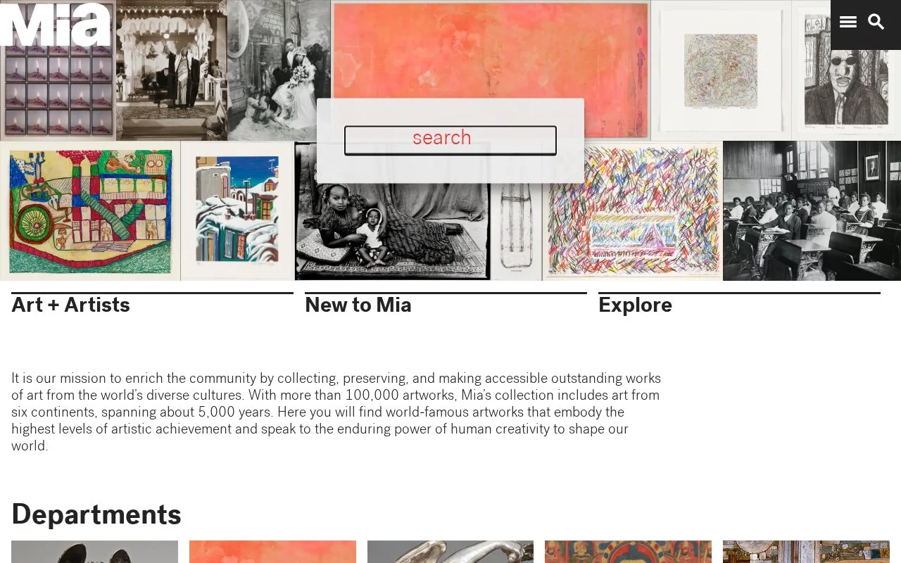 Screenshot of the Minneapolis Institute of Art Images homepage