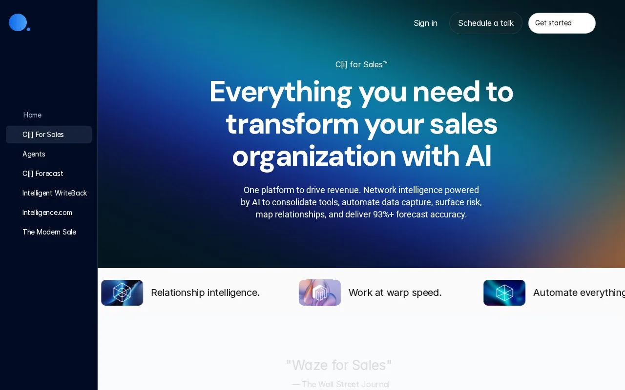 Screenshot of the Collective[i] for Sales homepage