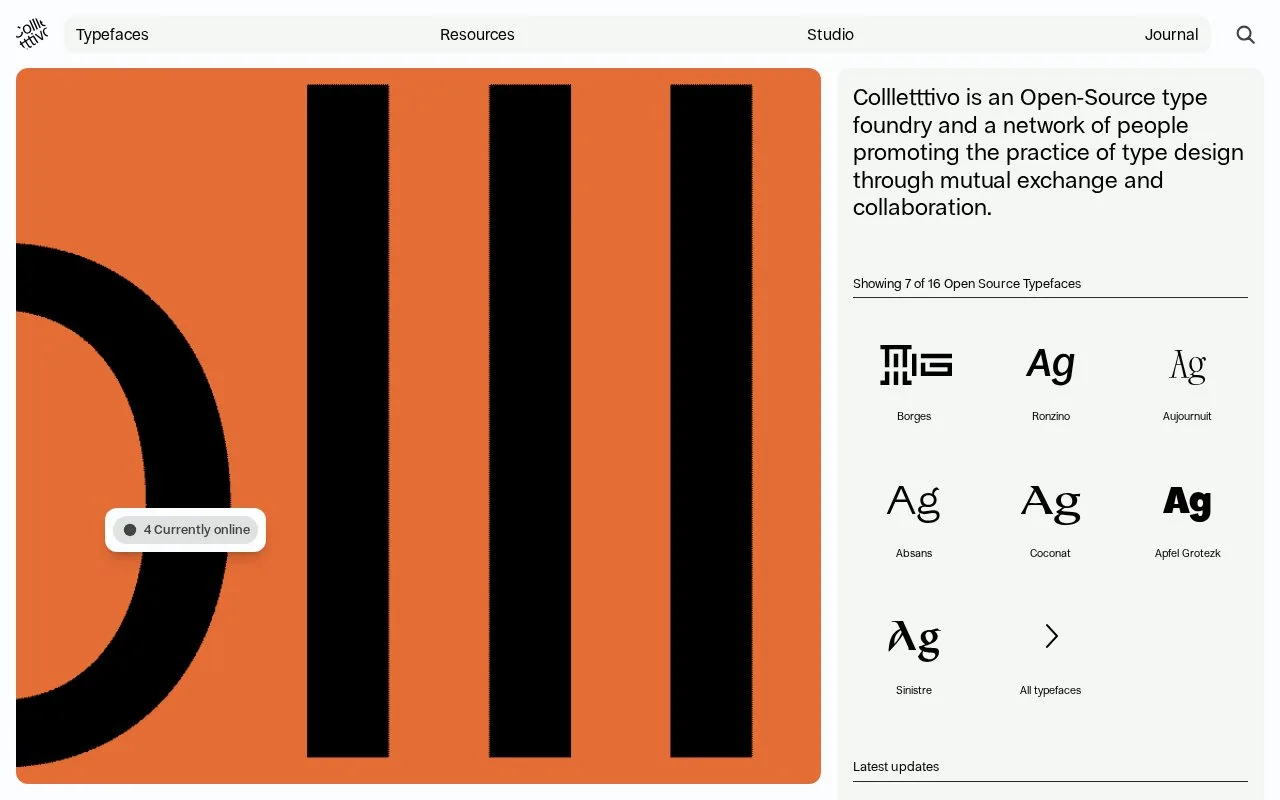 Screenshot of the Collletttivo homepage
