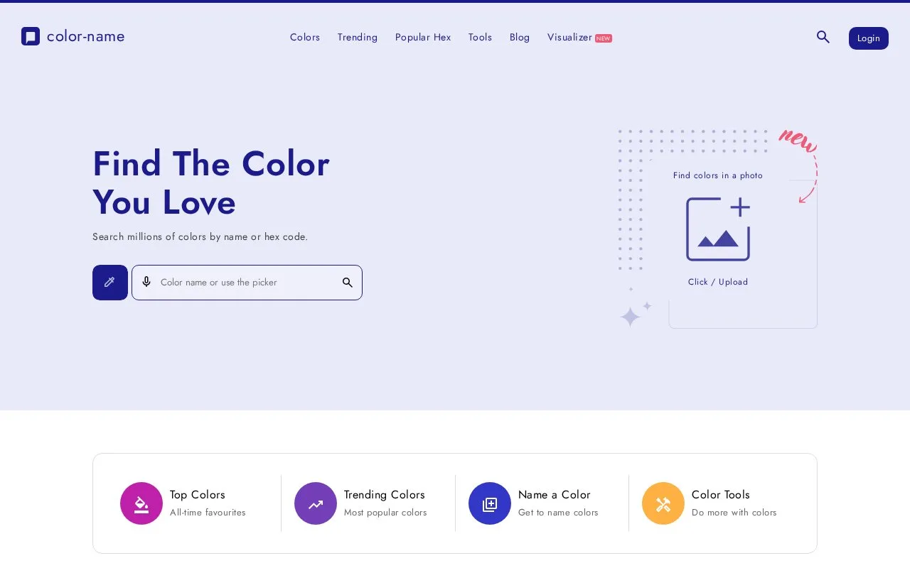 Screenshot of the Color-Name.com homepage