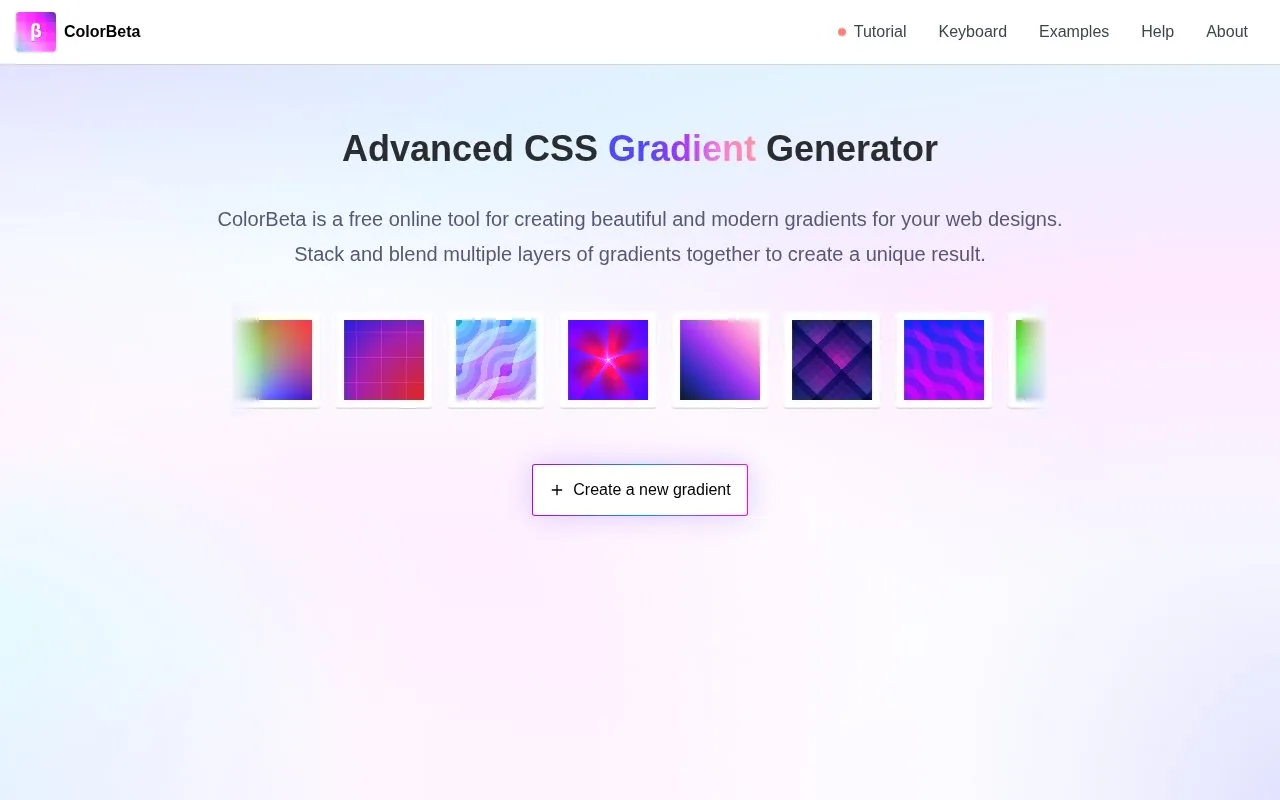 Screenshot of the ColorBeta homepage
