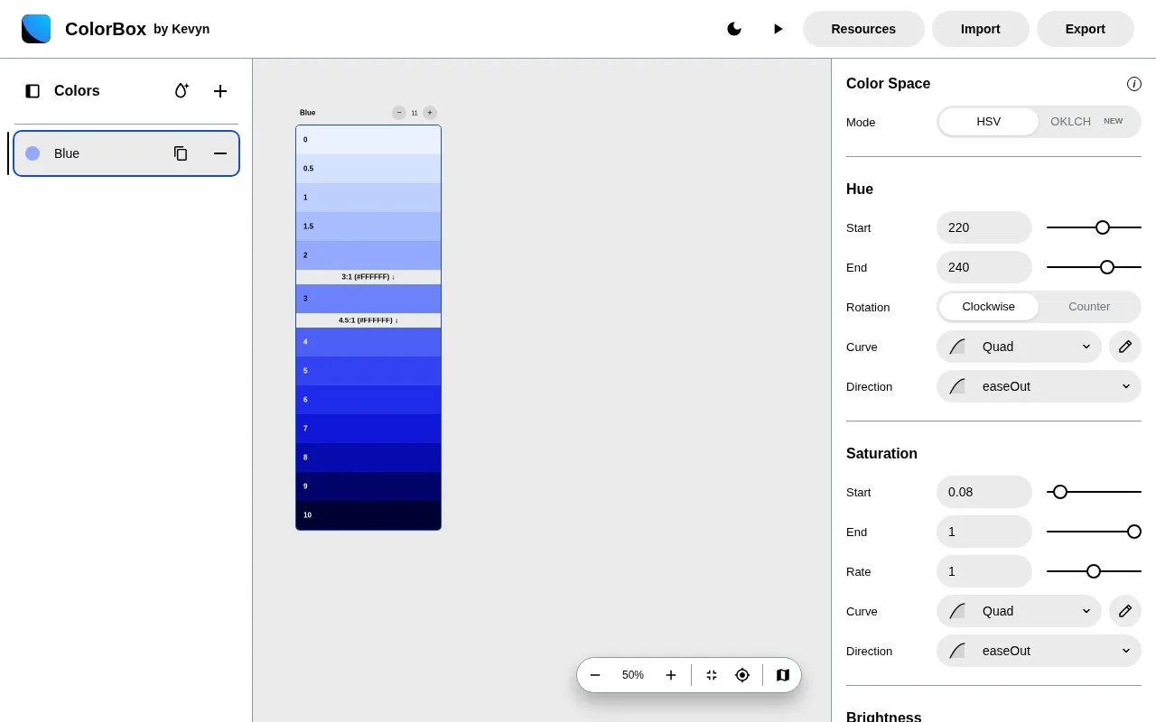 Screenshot of the ColorBox homepage