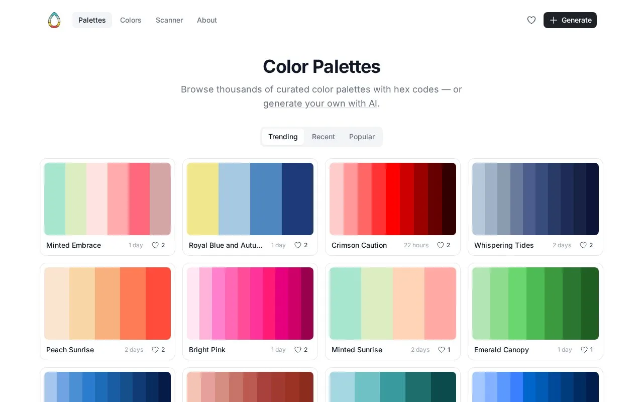 Screenshot of the ColorDrop homepage
