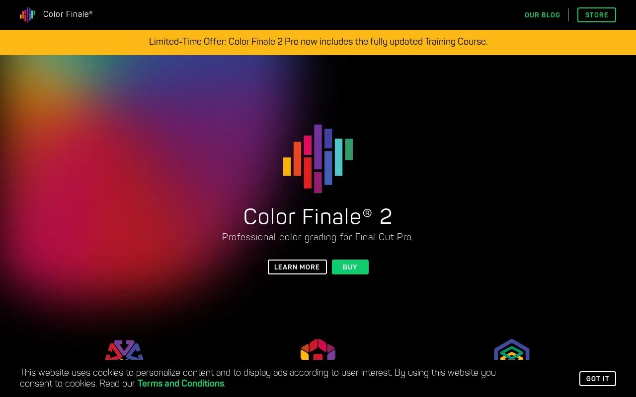 Screenshot of the Color Finale homepage