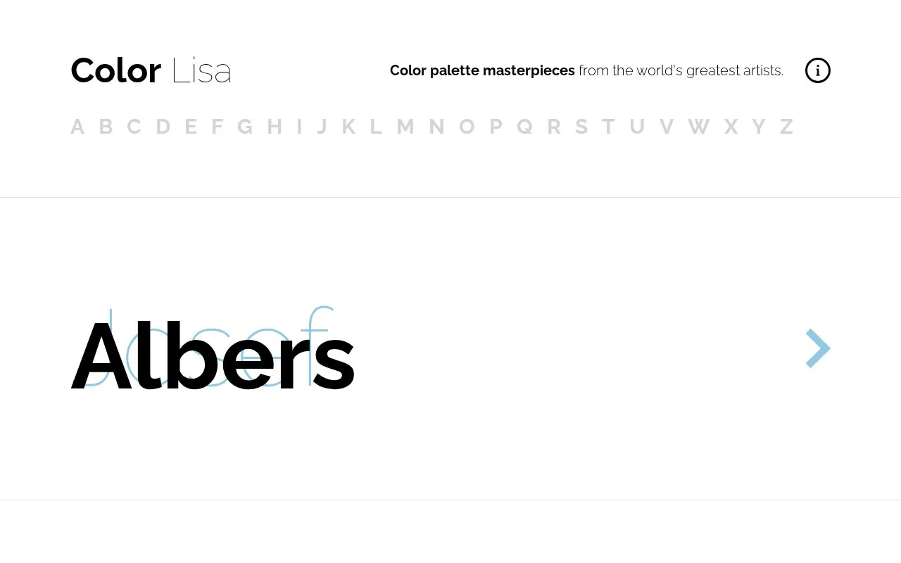 Screenshot of the Color Lisa homepage