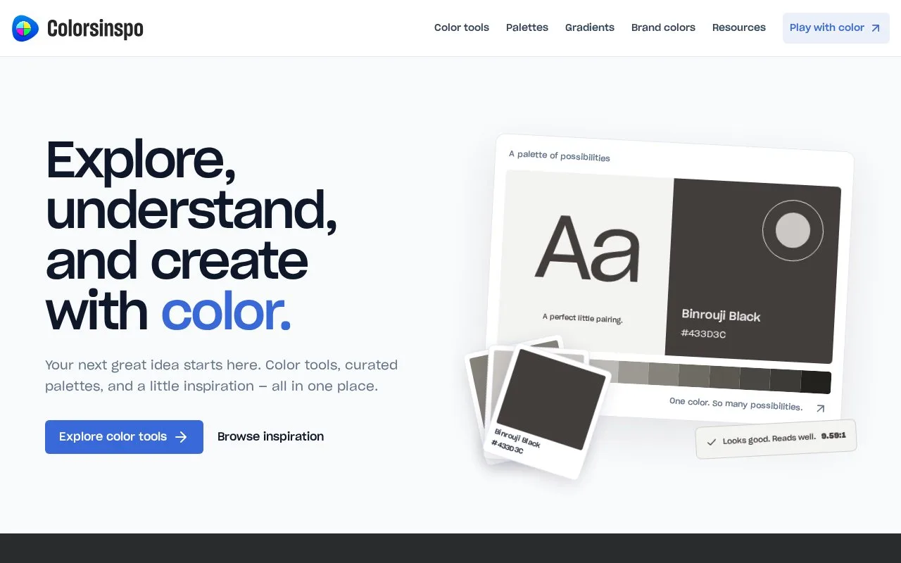 Screenshot of the Colorsinspo homepage