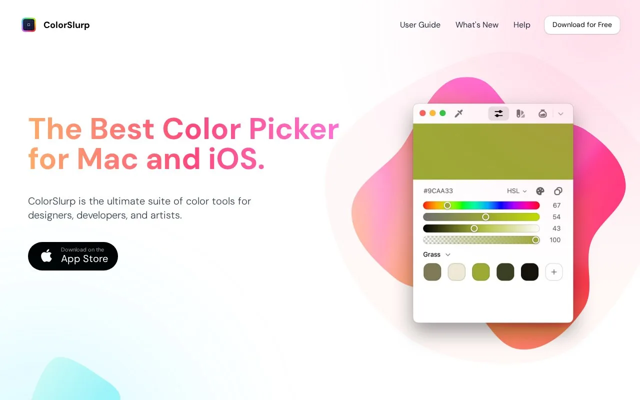 Screenshot of the ColorSlurp homepage