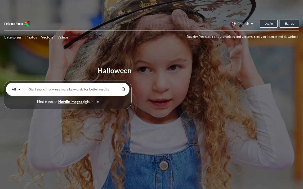 Screenshot of the Colourbox homepage