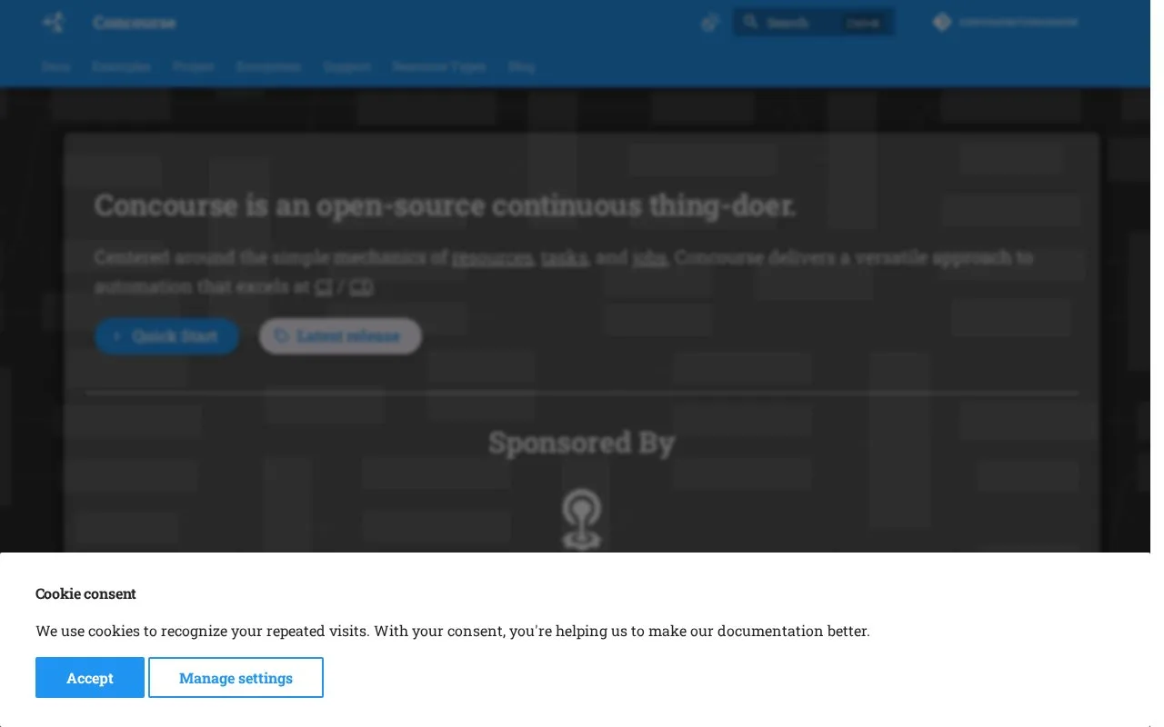 Screenshot of the Concourse CI homepage