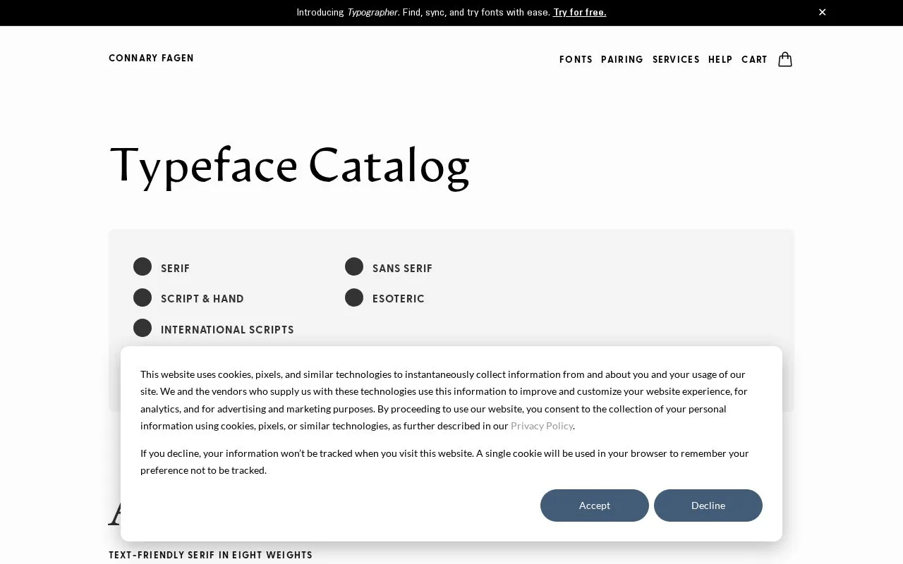 Screenshot of the Connary Fagen homepage