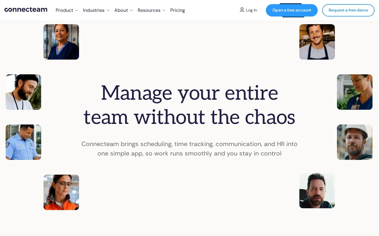 Screenshot of the Connecteam homepage