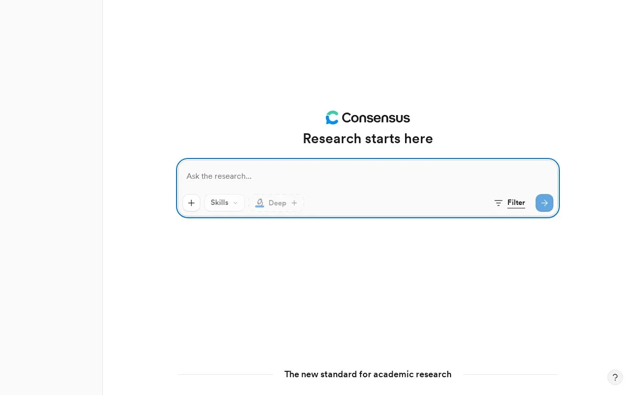 Screenshot of the Consensus homepage
