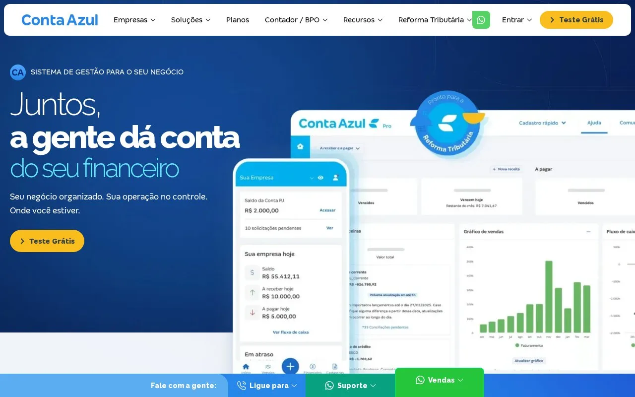 Screenshot of the Conta Azul homepage