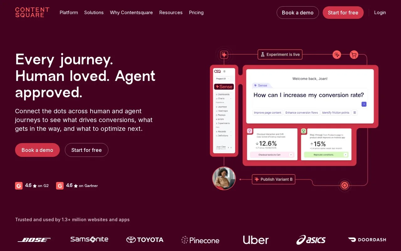 Screenshot of the Contentsquare homepage
