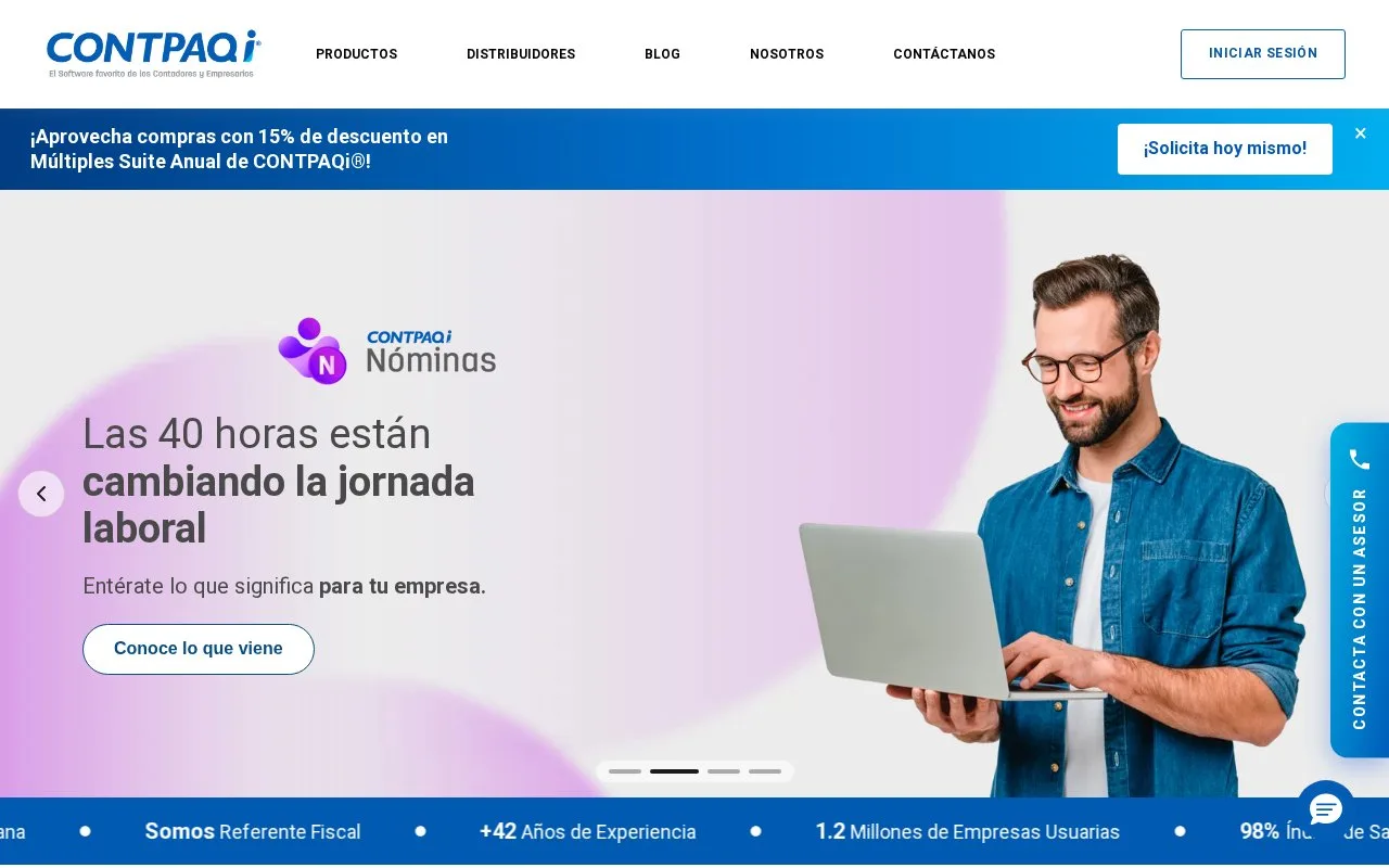 Screenshot of the CONTPAQi Accounting homepage