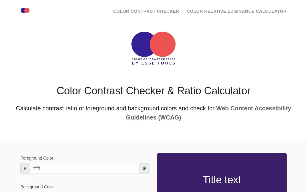 Screenshot of the ContrastChecker.online homepage