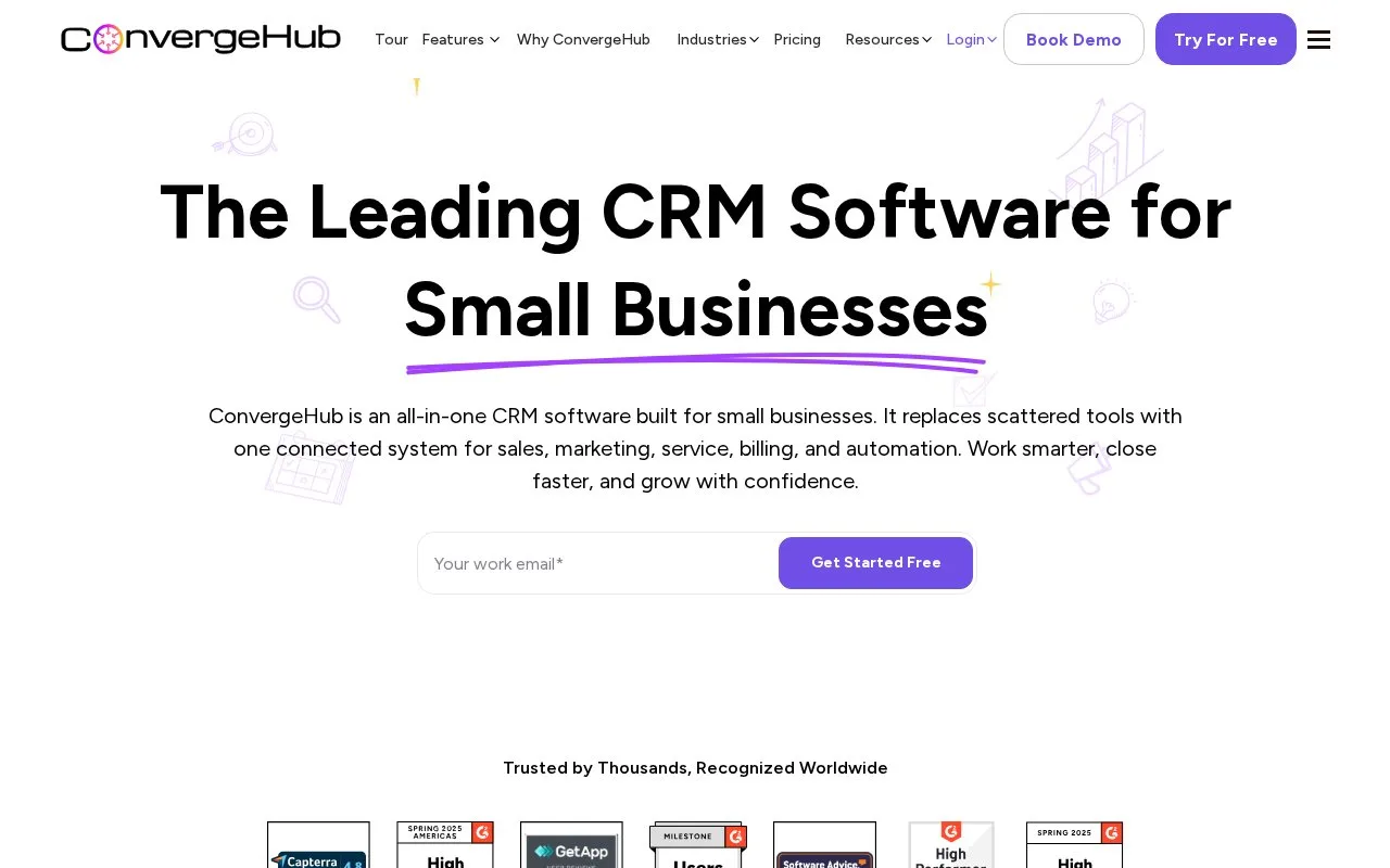 Screenshot of the ConvergeHub homepage