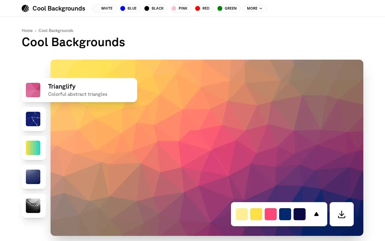 Screenshot of the Cool Backgrounds homepage