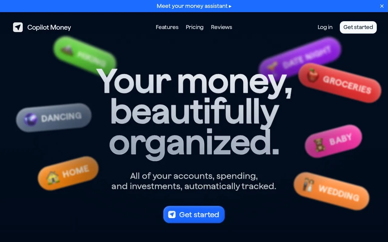 Screenshot of the Copilot Money homepage