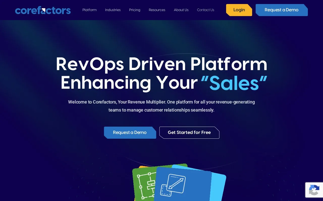 Screenshot of the Corefactors homepage
