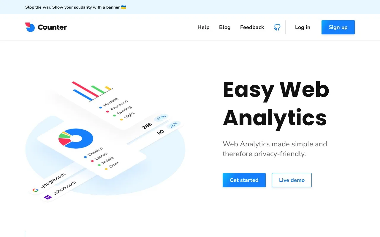 Screenshot of the Counter homepage