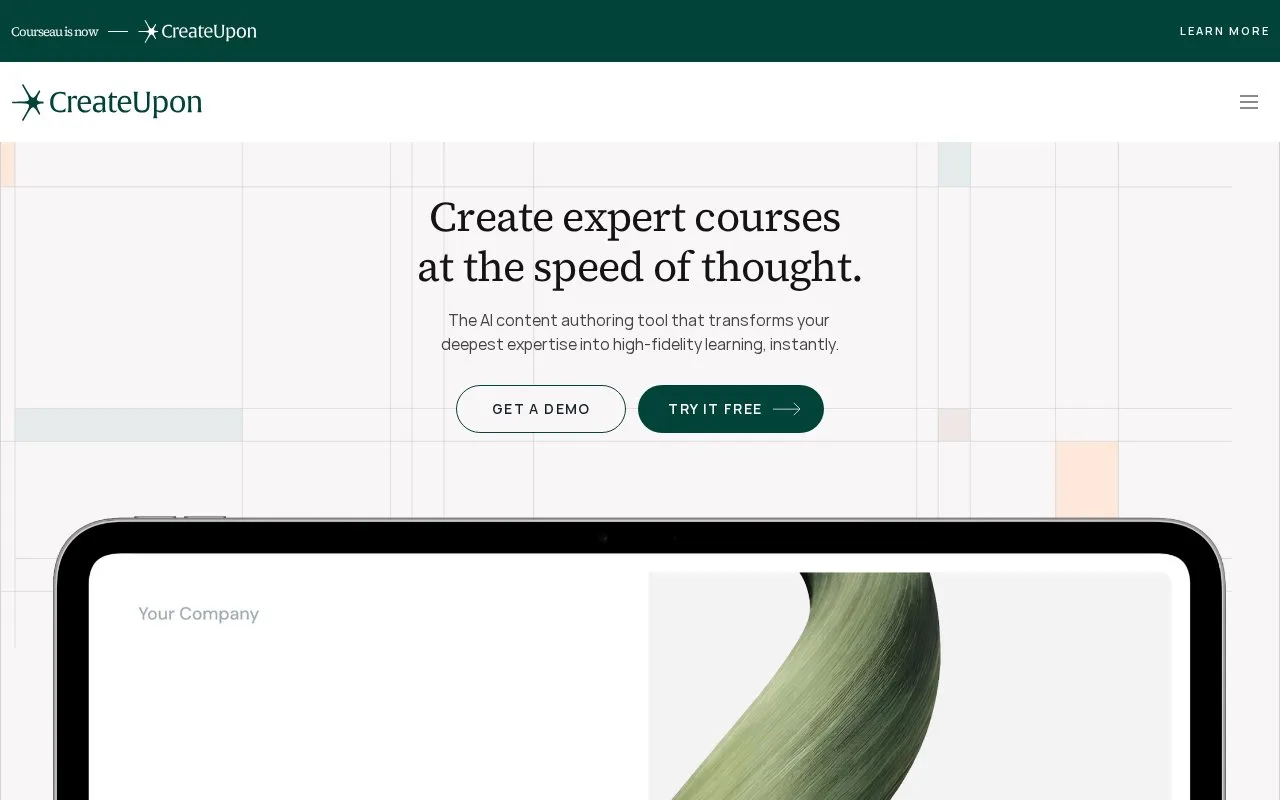 Screenshot of the CreateUpon homepage