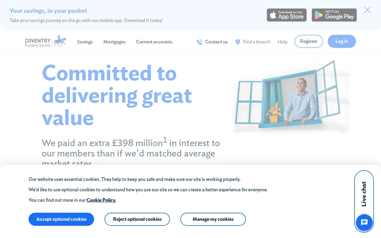 Screenshot of the Coventry Building Society homepage