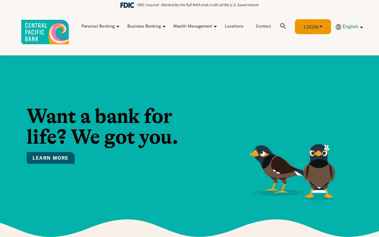 Screenshot of the Central Pacific Bank homepage