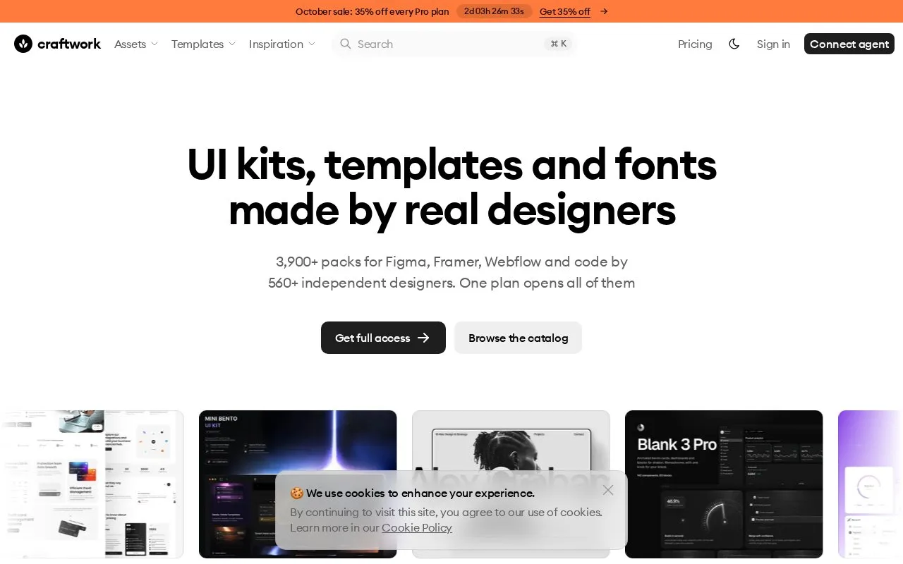 Screenshot of the Craftwork homepage