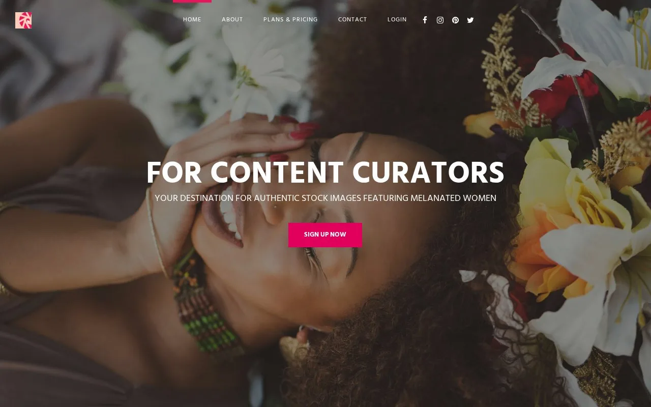 Screenshot of the CreateHER Stock homepage