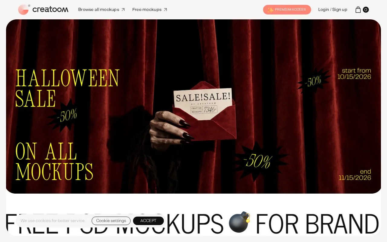 Screenshot of the Creatoom homepage