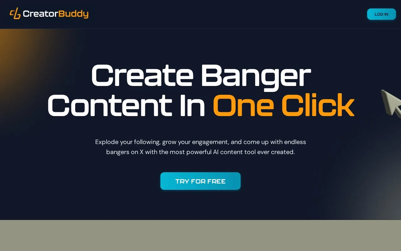 Screenshot of the CreatorBuddy homepage