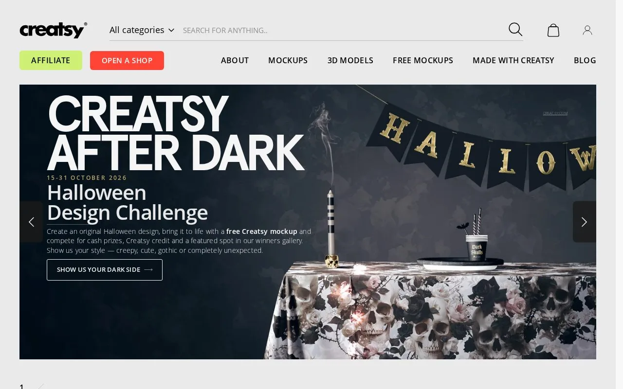 Screenshot of the Creatsy homepage
