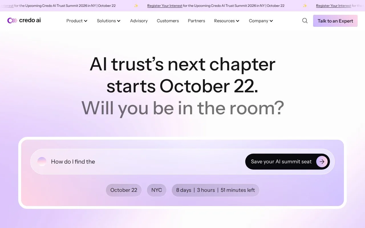 Screenshot of the Credo AI homepage