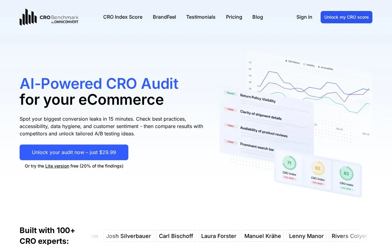 Screenshot of the CROBenchmark homepage