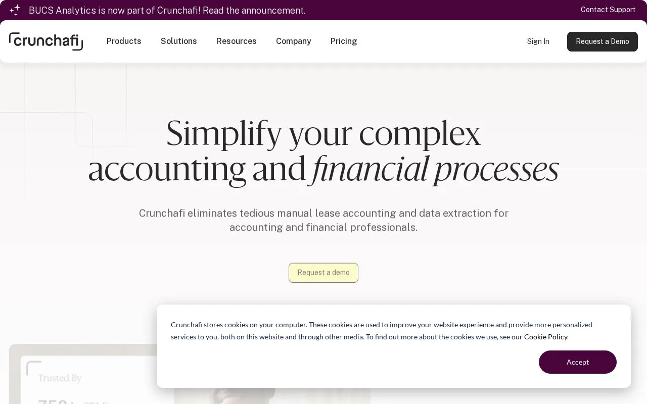 Screenshot of the Crunchafi homepage