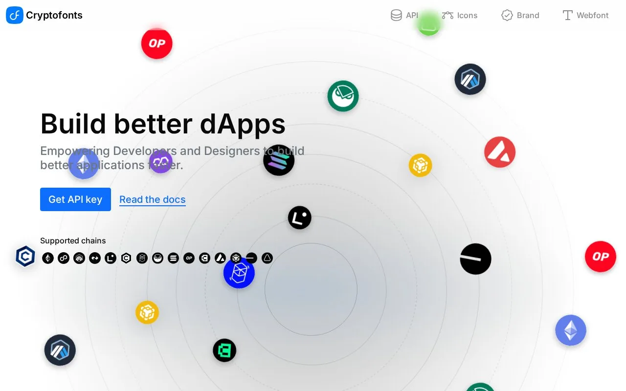 Screenshot of the CryptoFonts homepage