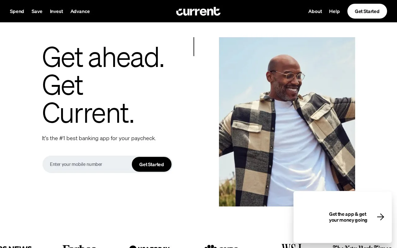Screenshot of the Current homepage