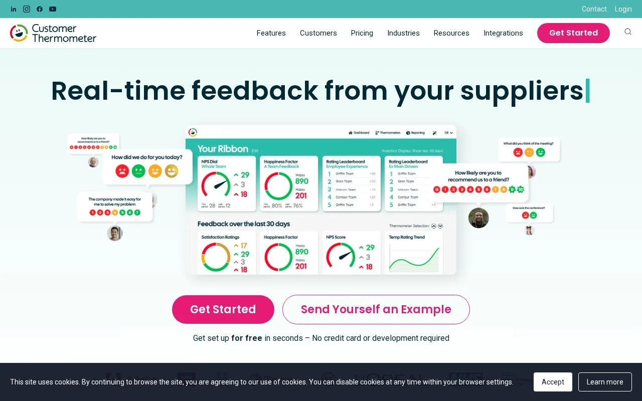 Screenshot of the Customer Thermometer homepage