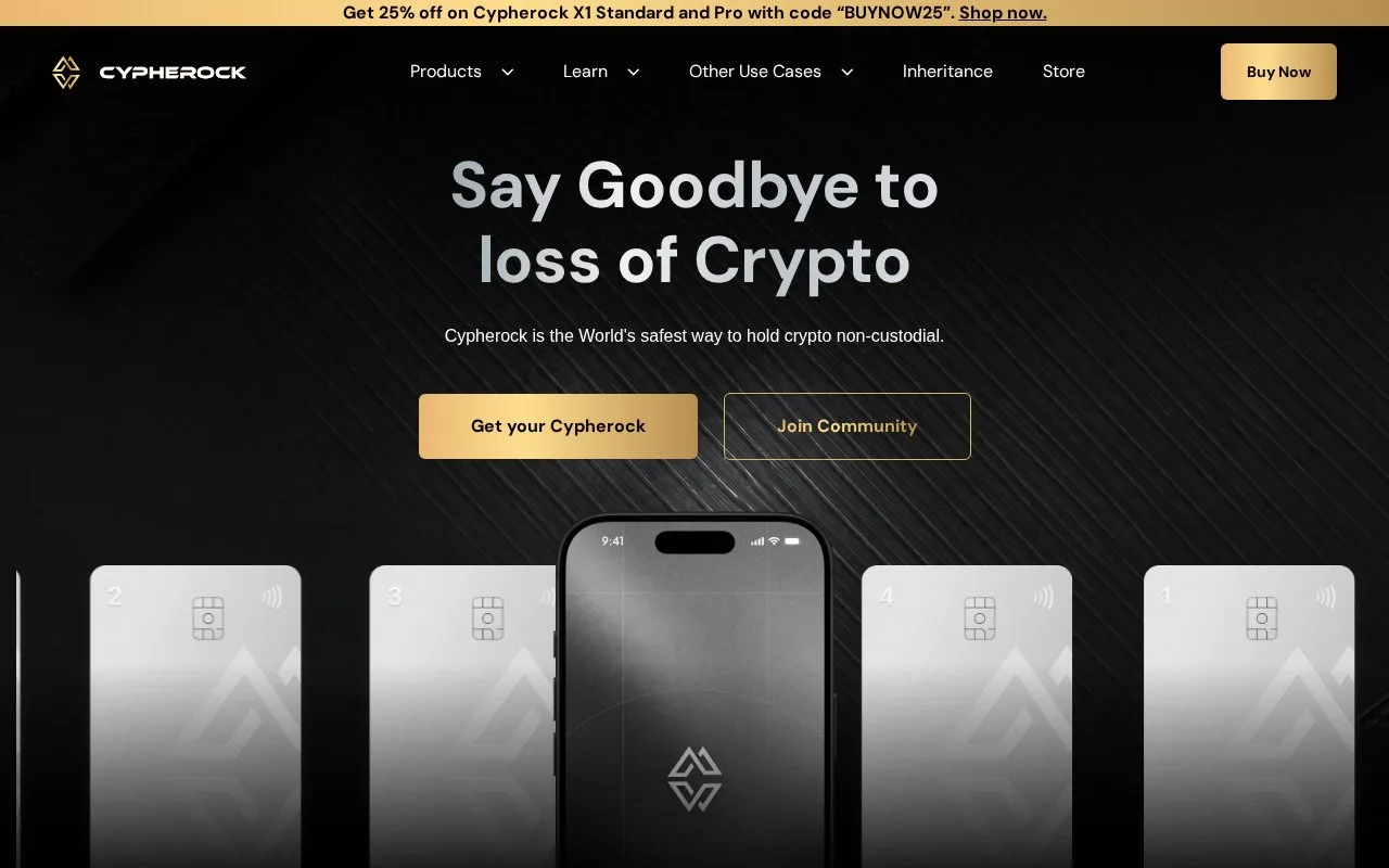 Screenshot of the Cypherock homepage