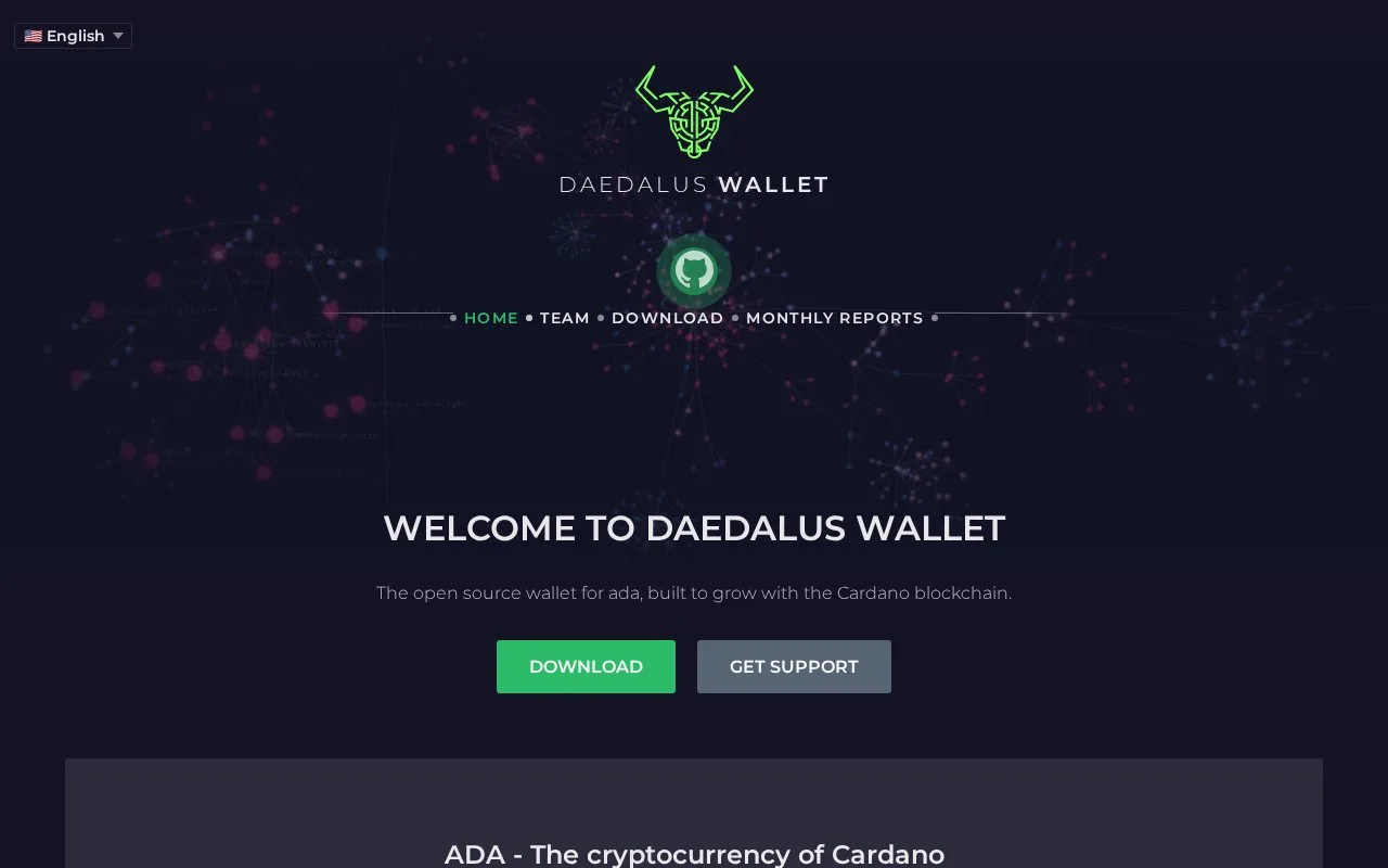 Screenshot of the Daedalus homepage