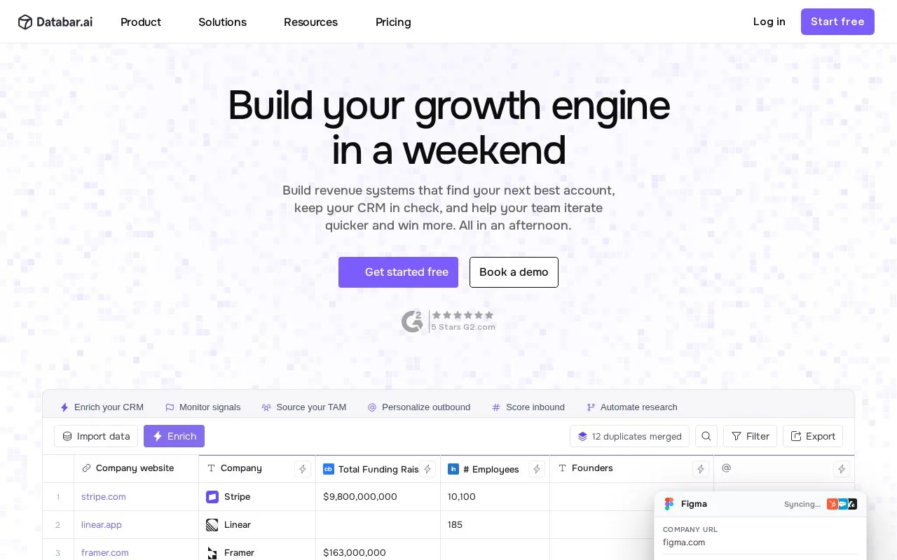 Screenshot of the Databar.ai homepage