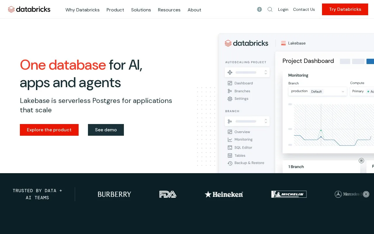 Screenshot of the Databricks homepage
