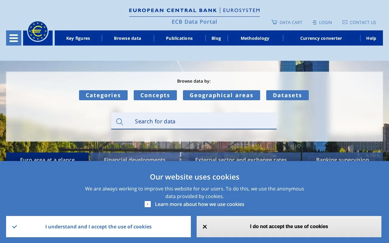 Screenshot of the ECB Data Portal homepage