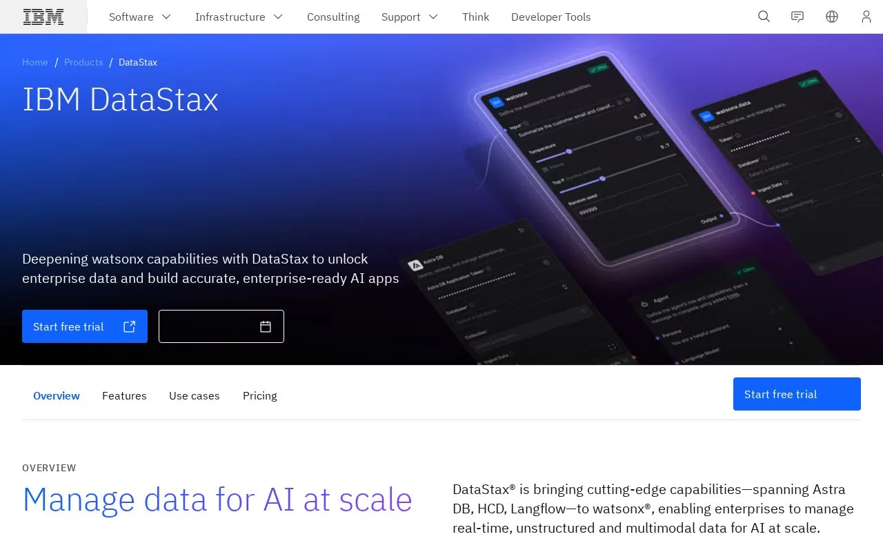 Screenshot of the Astra DB Serverless homepage