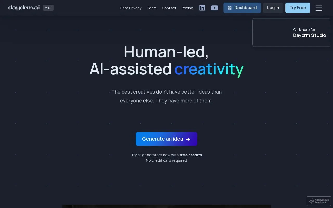Screenshot of the Daydrm.ai homepage