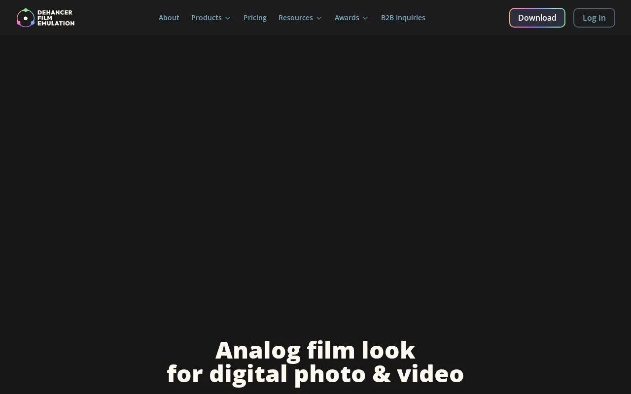Screenshot of the Dehancer homepage