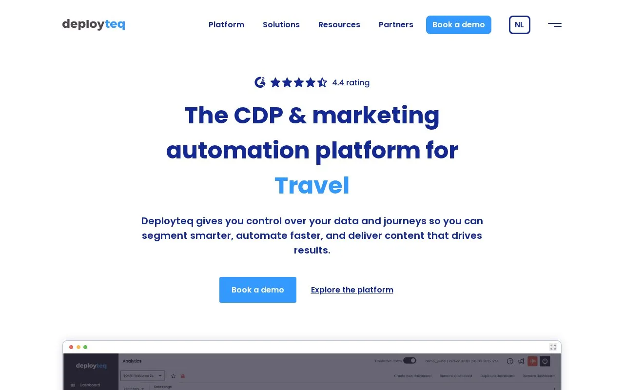 Screenshot of the Deployteq homepage